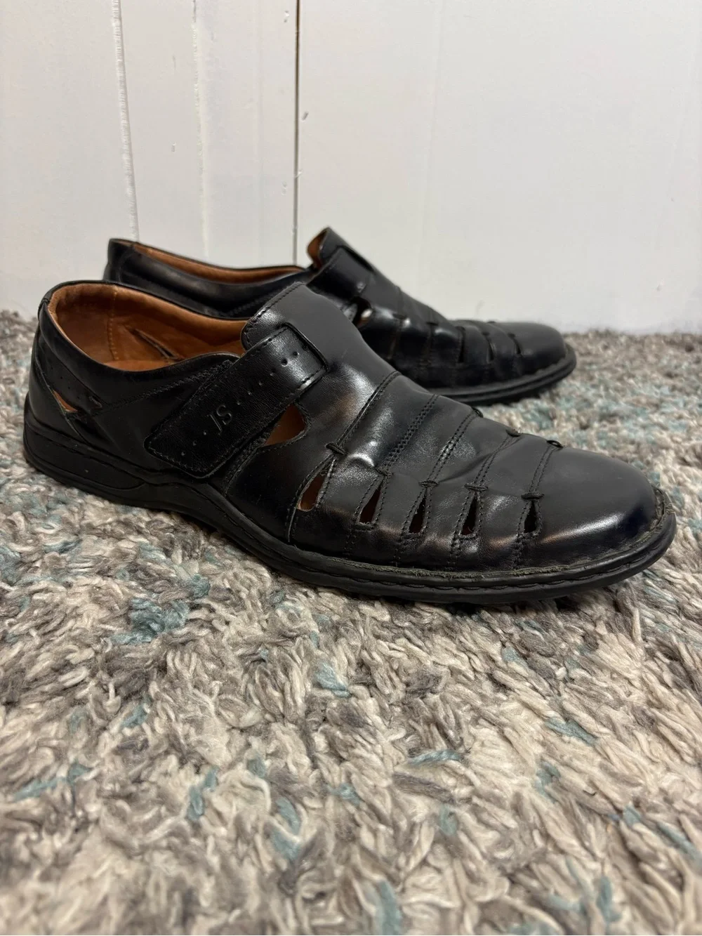 Josef Seibel Shoes Mens 45 12 Fisherman Black Leather Sandals Comfort Closed Toe